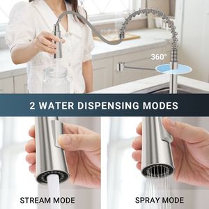 Rubinetto Commerciale Monocomando ad Arco Alto con Dispenser Sapone, Rubinetto da Cucina Estraibile in Acciaio Inox SUS304 per Lavello - Product Image 2