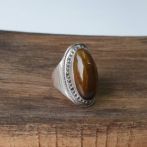 แหวนหินตาเสือธรรมชาติ ทำมือ เงินแท้ 925 แหวนพลอยสำหรับเธอ - Product Image 5