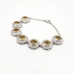 925 Sterling <b>Silver</b> Natural Citrine <b>Charm</b> <b>Bracelet</b> Rhodium Plated Trendy OEM ODM Fine Jewelry - Product Image 5