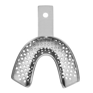 Premium Quality Dental Impression Tray with Edge L3 Perforated Lower Size M Stainless Steel Reusable Autoclavable Orthodontic - Product Image 1