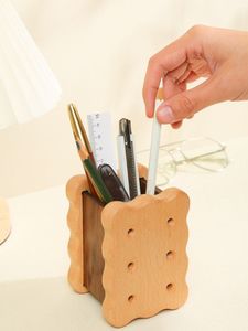 Fine Wooden Pencil and Pen Storage Wooden Workspace Accessory with Modern Appeal <b>Rustic</b> Timber Office Supply Organizer Wooden Wr - Product Image 4