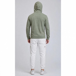เสื้อฮู้ดสีเขียวสำหรับผู้ชาย ทรงปกติ สีพื้น ผ้าฝ้ายเฟรนช์เทอร์รี่ สวมใส่สบาย มีกระเป๋าหน้า เหมาะสำหรับใส่ในฤดูใบไม้ร่วง - Product Image 3