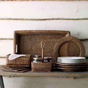 Plateau de service en rotin durable marron foncé bon marché en gros nouveau plateau de table basse rentable pour l'organisation de la maison - Product Image 1