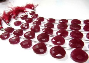 Perles facettées en forme de cœur en rubis, taille 14-15 mm, vendues par brin de 7 pouces de long, pour la création de bijoux, perles teintées - Product Image 3
