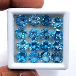 Topacio Azul Suizo Natural de 8mm, Corte Redondo Facetado, Piedra Preciosa para Joyería, Piedra Calibrada Suelta, Precio al por Mayor, Suministro a Granel - Product Image 1