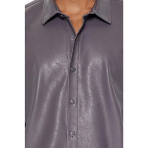 Chemise décontractée pour homme en cuir de mouton brillant de haute qualité, pour un usage quotidien - Product Image 5