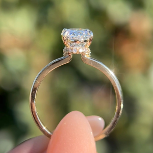 Bague de fiançailles et de mariage ovale en diamant de laboratoire certifié IGI, 3 grammes, plaqué or 14 carats, bijoux de luxe Global Gems, cadeau de fête - Product Image 5