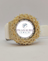 Luxuriöse Diamant-Uhr mit Dornen-Lünette, Edelstahl-Gummiarmband, Quarz-Herrenuhr