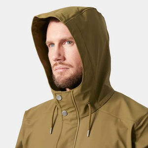 <b>Men's</b> Hooded Waterproof PU Rain <b>Jacket</b> <b>Long</b> Sleeve Casual Solid Color Polyester Coat with Pockets Autumn Wear Breathable - Product Image 5