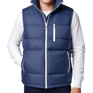 Gilet matelassé sans manches pour homme, léger, zippé, pour l'hiver, décontracté, pour l'extérieur, bleu, sur mesure, taille XL - Product Image 1