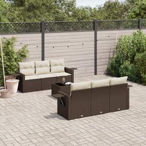 Conjunto de Sofá de Jardín de Ratán PE Marrón con Acero con Recubrimiento en Polvo y Vidrio Templado, Muebles de Exterior Premium - Product Image 1