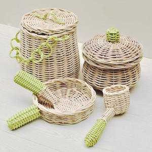 Rattan <b>bakeware</b> play <b>set</b> great deal hand-made kitchen toy woven kid pretend baking tool toys - Product Image 2