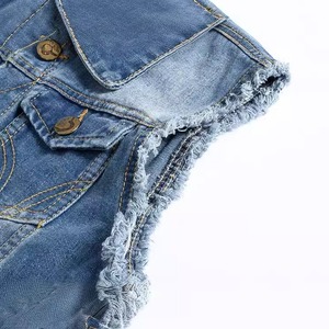 Chaleco Vaquero para Mujer, Estilo Casual, Sin Mangas, Color Azul Claro, Desgastado, Estilo Vintage, Algodón, Corte Regular, Ropa de Primavera - Product Image 4