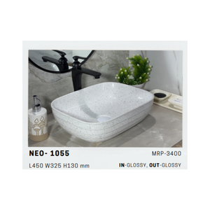 Lavabo de Cerámica Ovalado Elegante Serie 1055 Neo para Encimeras de Baño con Estilo - Product Image 1