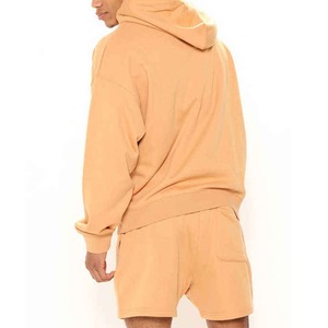 Stylish Matching Hoodie Short <b>Set</b> for Men Comfortable Casual Streetwear Two Piece Outfit Basics Cotton Blended Tracksuit - Product Image 2