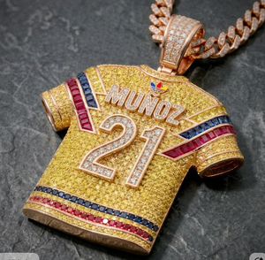 Collar con Colgante de Jersey en Tono Oro Rosa con Incrustaciones de Diamantes, Nombre y Número Personalizados, Estilo Hip Hop, Cadena de 18 Pulgadas - Product Image 3