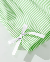Girls Cute Striped Short Sleeve Top Shorts Set Bow Details 2 Piece All Season Outfit Polyester/Cotton Comfortable Customized
