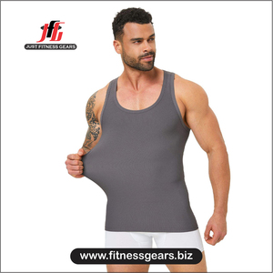 Mens Seamless Shapewear <b>Singlet</b> Ribbed Gym Stringer Fitness <b>Running</b> Shirt Tight Men Tank Top - Product Image 5