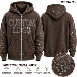 เสื้อฮู้ดดี้ NOFYAN IND ประดับเพชรเทียม แบบ unisex ผ้าฟลีซ ซิปหน้า ทรงปกติ สวมใส่สบาย สีพื้น เหมาะสำหรับฤดูหนาว ผลิตจากผ้าฝ้าย 100% แห้งเร็ว - Product Image 1