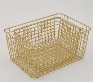 Modern <b>Rectangle</b> Metal Wire <b>Storage</b> <b>Basket</b> With Handles Multi-Purpose Neatening Organizer Stylish Home Accent - Product Image 6