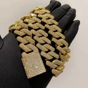 Round Shape Moissanite Diamond Cuban Link <b>Chain</b> <b>Iced</b> <b>Out</b> With Hip Hop Cuban <b>Chains</b> for Men Fashion Necklaces India - Product Image 4