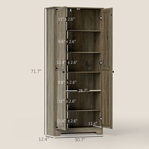 Armadio Dispensa Indipendente Stile Rustico Grigio Anticato da 72 Pollici con Ripiani Regolabili per Conservazione Alimenti, Mobili da Cucina - Product Image 3