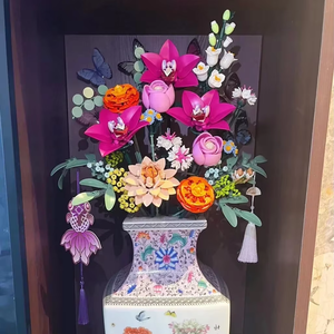 บล็อกตัวต่อของขวัญวันวาเลนไทน์สำหรับผู้หญิง/ผู้ชาย สำหรับของตกแต่งบ้าน ของขวัญวันครบรอบ 968 ชิ้น ช่อดอกกุหลาบแสนโรแมนติก 10342 - Product Image 2