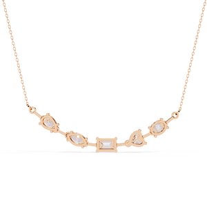 10K 14K 18K Rose Gold Multi Shape Bar <b>Necklace</b> Featuring Shimmering Pear Marquise Emerald Heart and Oval Cut Lab Grown Diamonds - Product Image 2