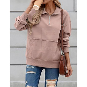 Premium <b>Women</b> <b>Quarter</b> <b>Zip</b> Sweatshirt With Soft Fabric Pullover Design For Casual Wear Outdoor Activities And Everyday Fashion - Product Image 2
