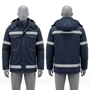 Chaqueta de Trabajo Premium de Poliéster Softshell de 320 GSM, con Paneles de Cinta Reflectante Naranja y Logotipo Bordado Personalizado - Product Image 6