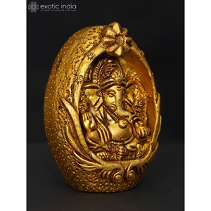Élégant 3 pouces en laiton Chaturbhuja Lord Ganesha Statue Petite Sculpture Artwork - Product Image 3