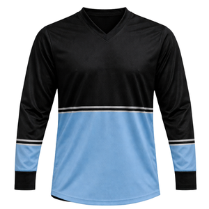 Camiseta de Paintball Azul Cielo con Contraste Negro, Sublimación de 2 Tonos, Manga Larga, Malla Transpirable, Ropa de Equipo, Equipo de Entrenamiento Moderno para Atletas - Product Image 2