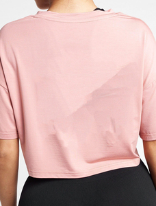 Camiseta deportiva de algodón al por mayor para mujer, top corto transpirable de manga corta para entrenamiento con OEM - Product Image 5