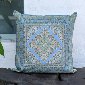 Blue Digital Print Cotton Cushion <b>Cover</b> Square Decorative Holiday <b>Sofa</b> Pillow <b>for</b> Christmas Bulk Wholesale - Product Image 5