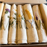 Nappe personnalisable moderne brodée en non-tissé pour intérieur/extérieur, motif poinsettia, réutilisable, résistante à l'eau, anti-déversement, écologique