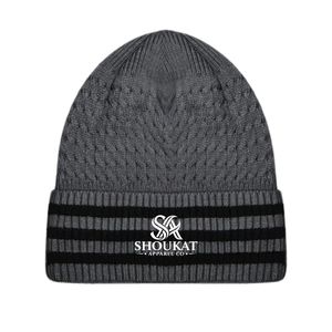 Gorro de Punto Gris Carbón con Rayas Negras, Gorro de Invierno con Puño para Hombre y Mujer, Fabricante de Ropa con Logotipo Personalizado, Venta al Por Mayor - Product Image 1