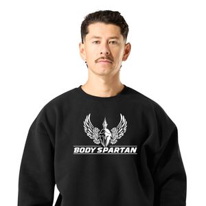 Sweat-shirt à col rond noir pour homme, en molleton premium, à manches longues, décontracté, athlétique, streetwear, vêtements de sport, vêtements d'entraînement - Product Image 2