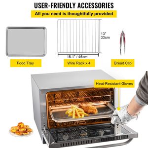 Forno a convezione commerciale 1600W Tostapane 4 livelli porta in vetro anteriore 47L/43Qt forno elettrico di mezza dimensione 120V ETL panifici - Product Image 6