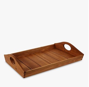 Plateau de service moderne en bois massif naturel avec poignées, écologique et multifonctionnel pour la maison et l'hôtellerie - Product Image 1