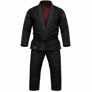Kimono Negro de BJJ para Hombre, Ropa de Artes Marciales, 100% Algodón, Ligero, de Secado Rápido, Duradero, Corte Regular, Talla Adulto, con Detalle de Logotipo Rojo - Product Image 4
