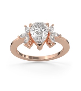 Bague en argent authentique pour femme, forme goutte d'eau, avec diamant Moissanite VVS1 et accent floral latéral, idéale pour demande en mariage ou cadeau surprise - Product Image 6