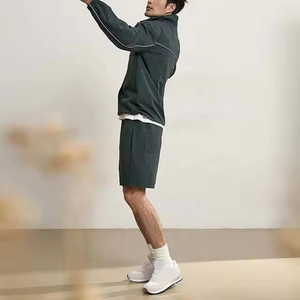 Men's Two Piece Custom Sets Windbreaker <b>Shorts</b> and Jacket Tracksuit Reflective <b>Zip</b> up Nylon Two Piece Windbreaker <b>Short</b> Set - Product Image 6