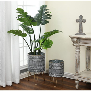Supports de plantes pyramidaux géométriques modernes en or avec pots assortis pour un look luxueux, disponibles à prix de gros. - Product Image 4