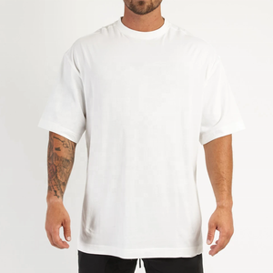 Low Price Plus Size Men's T-Shirts 100% Organic Cotton Casual Knitted Letter Pattern Breathable Anti-Wrinkle Gym Wear Wholesale - Product Image 4