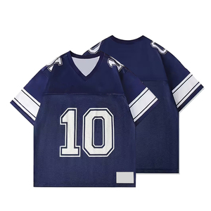 Camiseta de fútbol estilo boxy del fabricante pakistaní, color azul marino, hombros caídos, doble capa de malla, para hombre. - Product Image 4