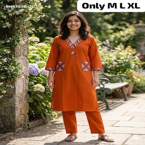 Kurti-Plazzo de Algodón Dhabu de la Mejor Calidad, Bordado, con Bolsillos, Listo para Usar, Colección de Proveedores Indios - Product Image 1
