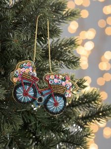 Unique Handmade Christmas Hanging Ornaments with Detailed Beading for Modern Artistic Holiday Home Styling - Product Image 3