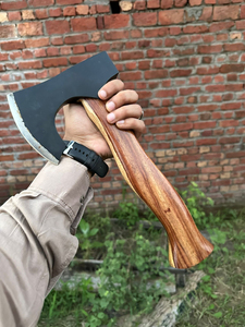 SCL Carbon Steel Viking Tomahawks Hand Forged Engraved Hatchet Bearded Camping <b>Axe</b> Wood <b>Handle</b> 4-Inch Cutting Edge Hammer <b>Axe</b> - Product Image 2