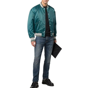 Chaqueta Bomber Personalizada con Nombre y Número del Equipo, Chaqueta de Béisbol de Satén con Diseño de Collage, Chaqueta Delgada para Hombre con Cuello Alto y Logotipo Frontal Transpirable - Product Image 2