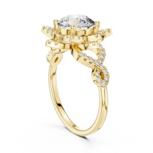 Bague en or jaune 18 carats avec diamant de laboratoire taille brillant rond, bijou de luxe pour femme, idéale pour les fiançailles et les soirées. - Product Image 1